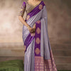 Desuetude Lavender Banarasi Satin Silk Saree With Breathtaking Blouse