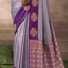 Desuetude Lavender Banarasi Satin Silk Saree With Breathtaking Blouse