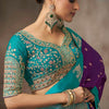 Exceptional Purple Banarasi Satin Silk Saree With Elision Blouse