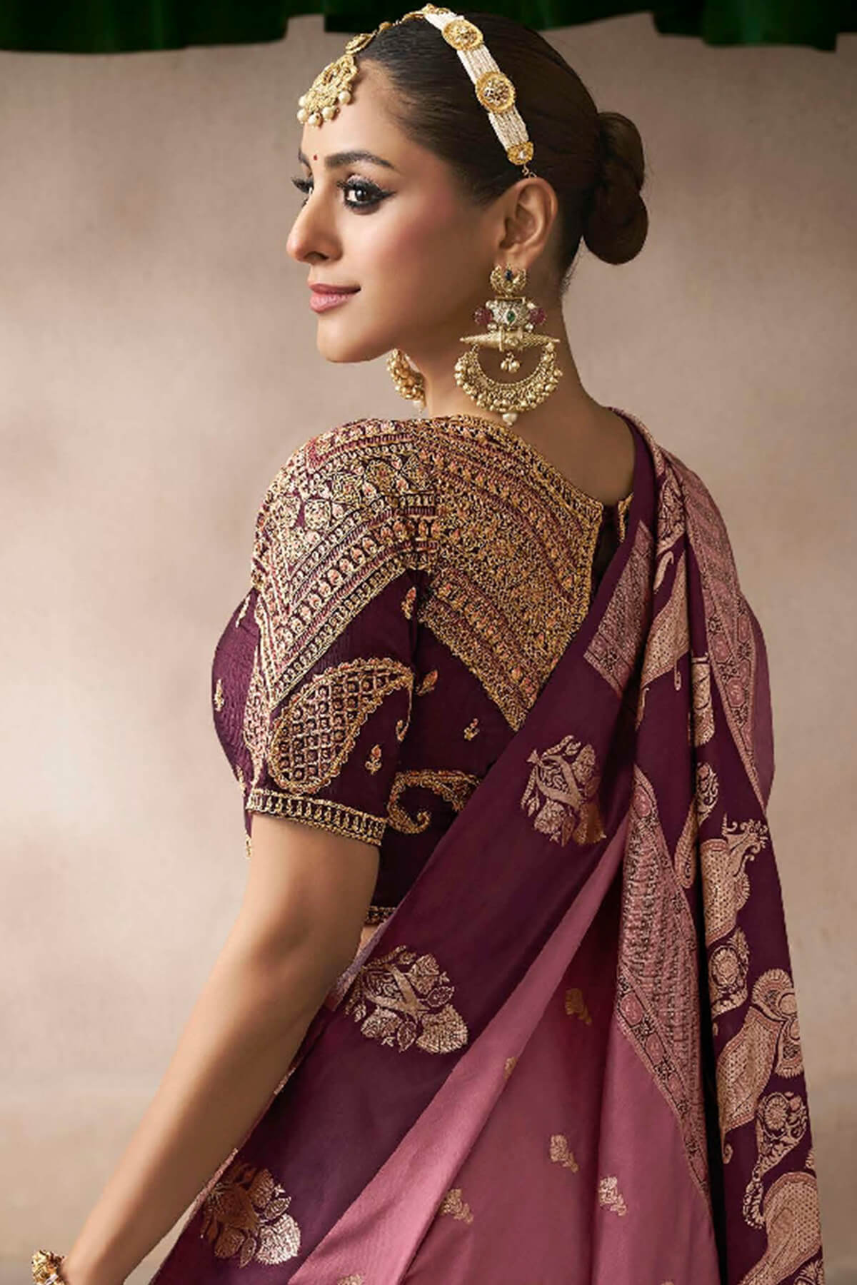Ineffable Pink Banarasi Satin Silk Saree With Vibrant Blouse