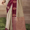 Super extravagant Beige Banarasi Satin Silk Saree With Eloquence Blouse
