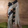Resonant Grey Banarasi Satin Silk Saree With Enigmatic Blouse