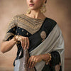 Resonant Grey Banarasi Satin Silk Saree With Enigmatic Blouse