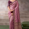 Vestigial Pink Banarasi Satin Silk Saree With Scrumptious Blouse