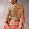 Pulsating Peach Banarasi Satin Silk Saree With Demure Blouse