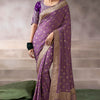 Eclat Lavender Banarasi Satin Silk Saree With Incredible Blouse