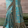 Stylish Firozi Banarasi Satin Silk Saree With Exuberant Blouse