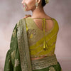 Classic Dark Green Banarasi Satin Silk Saree With Mesmeric Blouse