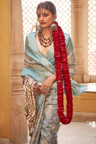 Unequalled Brown Digital Printed Cotton Silk Saree With Denouement Blouse Piece