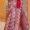 Entrancing Wine Digital Printed Cotton Silk Saree With Scrumptious Blouse Piece