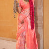 Enticing Peach Digital Printed Cotton Silk Saree With Panache Blouse Piece
