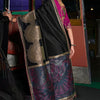 Alluring Black Banarasi Satin Silk Saree With Adoring Blouse