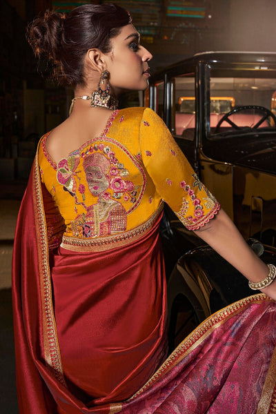 Majesty Red Banarasi Satin Silk Saree With Incomparable Blouse