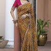 Enchanting Mustard Printed Pure Viscose Dola Silk Saree With Engaging Blouse Piece