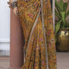 Enchanting Mustard Printed Pure Viscose Dola Silk Saree With Engaging Blouse Piece
