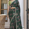Ratatouille Dark Green Printed Pure Viscose Dola Silk Saree With Exquisite Blouse Piece