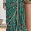 Unique Rama Printed Pure Viscose Dola Silk Saree With Allure Blouse Piece
