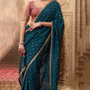 Rhapsody Rama Pure Viscose Crape Silk Saree With Arresting Blouse Piece
