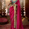 Pleasant Dark Pink Pure Viscose Crape Silk Saree With Dulcet Blouse Piece