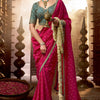 Pleasant Dark Pink Pure Viscose Crape Silk Saree With Dulcet Blouse Piece
