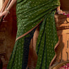 Devastating Dark Green Pure Viscose Crape Silk Saree With Adoring Blouse Piece