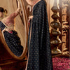 Deserving Black Pure Viscose Crape Silk Saree With Glowing Blouse Piece