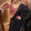 Deserving Black Pure Viscose Crape Silk Saree With Glowing Blouse Piece