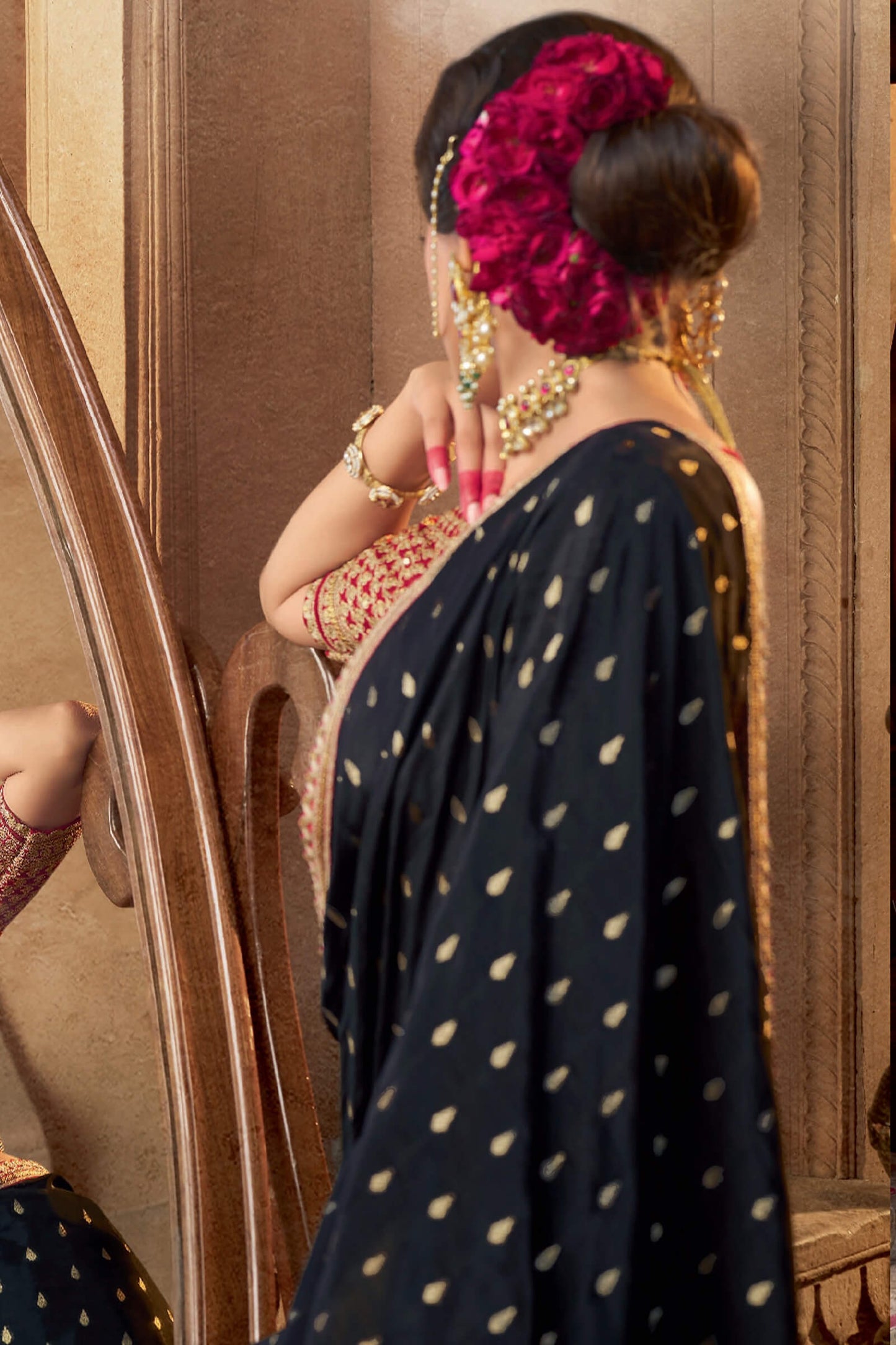 Deserving Black Pure Viscose Crape Silk Saree With Glowing Blouse Piece