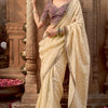 Artistic Beige Pure Viscose Crape Silk Saree With Inimitable Blouse Piece