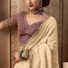 Artistic Beige Pure Viscose Crape Silk Saree With Inimitable Blouse Piece