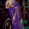 Capricious Purple Soft Banarasi Silk Saree With Super extravagant Blouse Piece