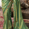 Beleaguer Green Pure Tissue Banarasi Silk Saree With Lustrous Blouse Piece
