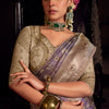 Invaluable Lavender Pure Viscose Tissue Banrasi Silk Saree With Groovy Blouse Piece