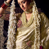 Refreshing Beige Pure Viscose Tissue Banrasi Silk Saree With Whimsical Blouse Piece