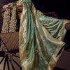 Blissful Sea Green Pure Viscose Tissue Banrasi Silk Saree With Glowing Blouse Piece