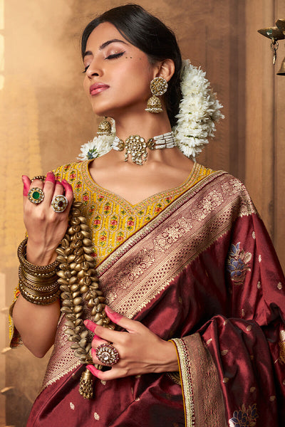 Precious Maroon Pure Viscose Dola Silk Saree With Susurrous Blouse Piece