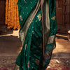 Mesmeric Dark Green Pure Viscose Dola Silk Saree With Radiant Blouse Piece
