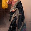 Scintillating Black Pure Viscose Dola Silk Saree With Lassitude Blouse Piece