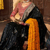 Scintillating Black Pure Viscose Dola Silk Saree With Lassitude Blouse Piece