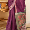Supernal Purple Cotton Silk Saree With Dulcet Blouse Piece