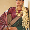 Opulent Dark Green Cotton Silk Saree With Enamoring Blouse Piece