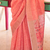 Flameboyant Pink Cotton Silk Saree With Mesmerising Blouse Piece