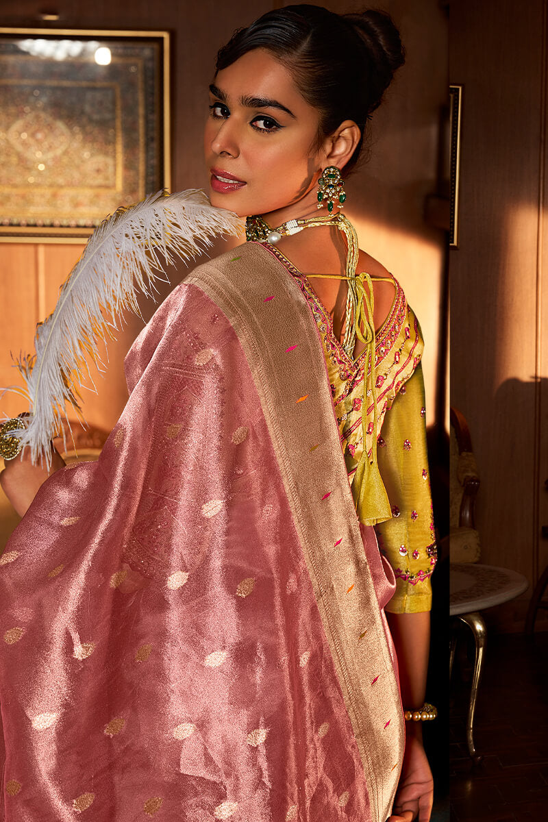 Wonderful Pink Paithani Silk Saree With Pulsating Blouse Piece