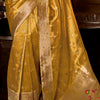 Elaborate Mustard Paithani Silk Saree With Serendipity Blouse Piece