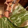 Fugacious Green Paithani Silk Saree With Amazing Blouse Piece