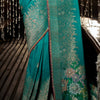 Eclat Sea Green Pure Viscose Dola Silk Saree With Enigmatic Blouse Piece