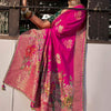 Sempiternal Dark Pink Pure Viscose Dola Silk Saree With Stylish Blouse Piece