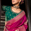 Sempiternal Dark Pink Pure Viscose Dola Silk Saree With Stylish Blouse Piece