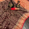 Embrocation Wine Soft Banarasi Silk Saree With Lassitude Blouse Piece