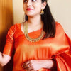 Brood Orange Kanjivaram Silk Saree With Diaphanous Blouse Piece